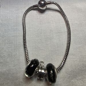 Beautiful Vintage "Iris" Silvertone Bracelet & Murano Glass Cremation Bracelet